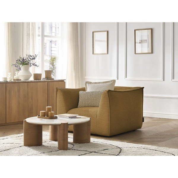 Gorčično rumen fotelj iz rebrastega žameta Giorgia – Bobochic Paris-image-4