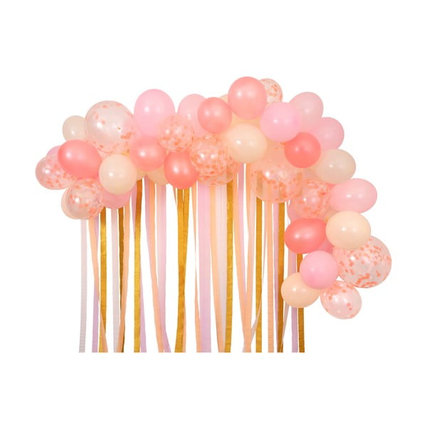 Pripomočki za praznovanja v kompletu 50 ks Pink Balloon Arch & Streamer – Meri Meri