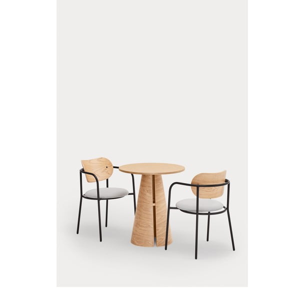 Okrogla jedilna miza v hrastovem dekorju v naravni barvi ø 65 cm Cep – Teulat-image-3