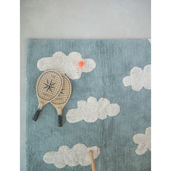 Modra pralna ročno tkana bombažna otroška preproga 120x160 cm Clouds Vintage Blue – Lorena Canals-image-3