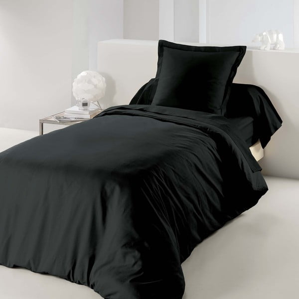 Črna enojna bombažna posteljnina 140x200 cm Lina – douceur d'intérieur