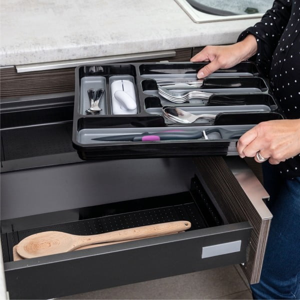 Črno-siv raztegljiv plastičen organizator za pribor 41,5 x 35 cm - Addis-image-1