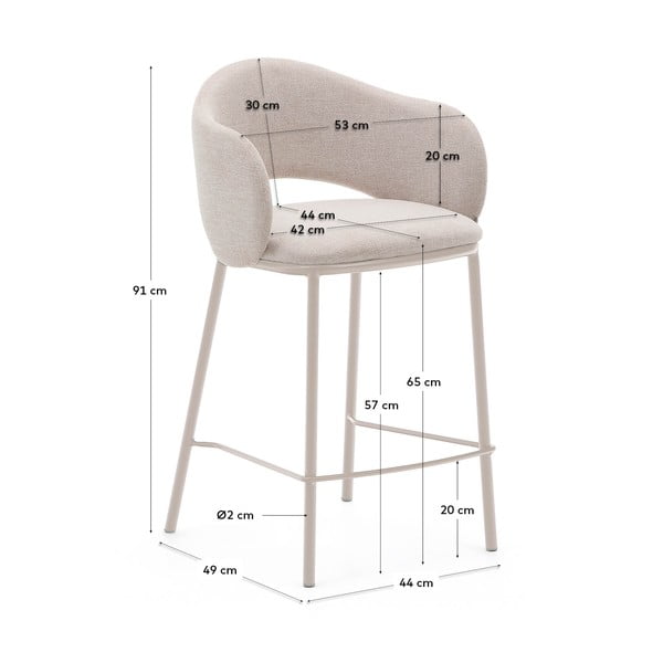 Kremno bel barski stol (višina sedeža 65 cm) Maina – Kave Home-image-3