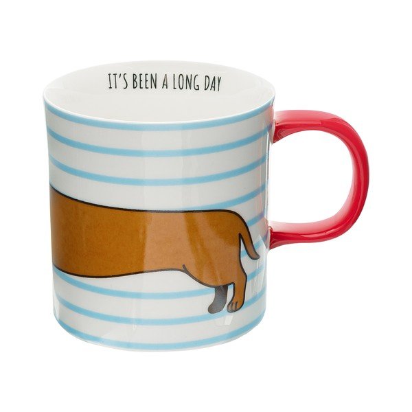 Modra/rjava porcelanasta skodelica 300 ml Sausage Dog – Sass & Belle-image-3