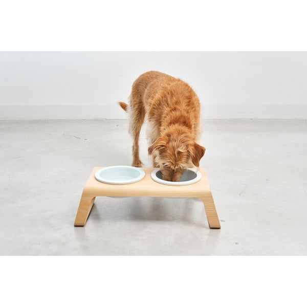 Komplet posod s podstavkom za pse Desco Ash Natural M – MiaCara-image-3