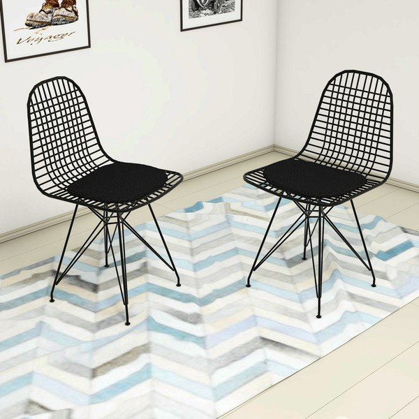 Črni kovinski jedilni stoli v kompletu 2 ks Kafes – Kalune Design-image-1