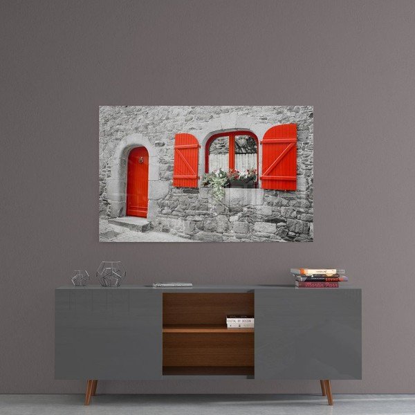 Steklena slika Insigne Red Door and Window-image-1