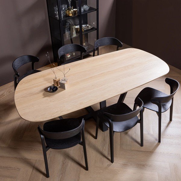 Jedilna miza s hrastovo mizno ploščo 100x220 cm Tablo – WOOOD-image-1