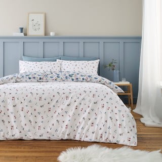 Bela/modra enojna flanelna posteljnina 135x200 cm Ophelia Floral – Bianca