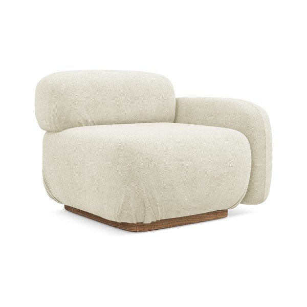 Kremno bel modul za sedežno garnituro iz tkanine bouclé (desni kot) Ailani – Makamii-image-2