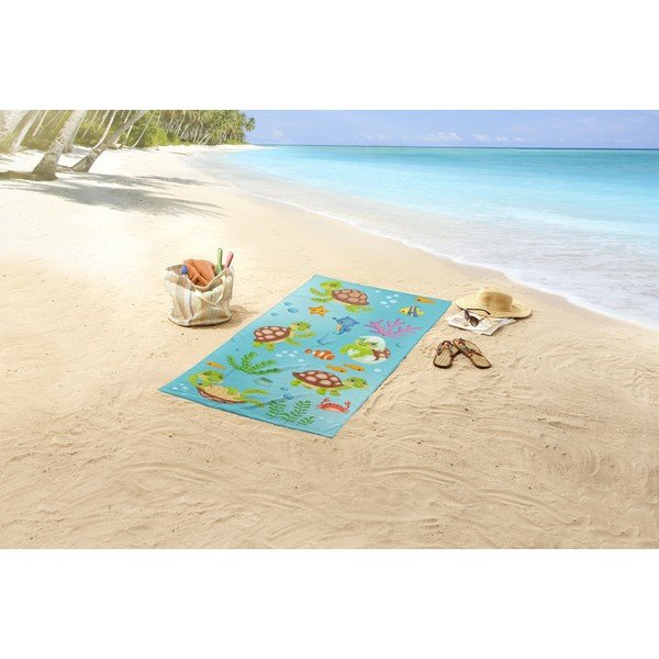 Modra brisača za na plažo 75x150 cm – Good Morning-image-1