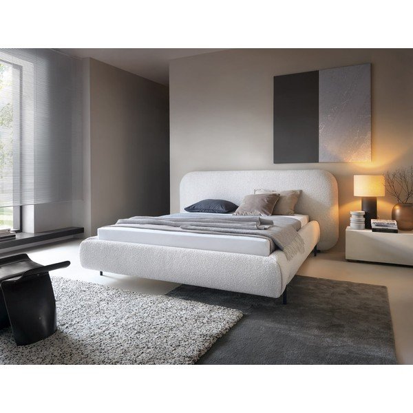 Bež oblazinjena zakonska postelja s prostorom za shranjevanje in z letvenim dnom 180x200 cm Pointt – ELTAP-image-1