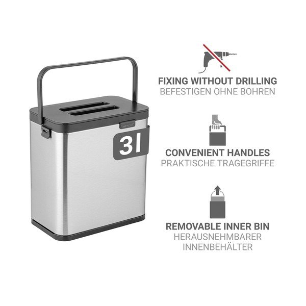 Koš za biološke odpadke v mat srebrni barvi 3 l Colin – Wenko-image-4