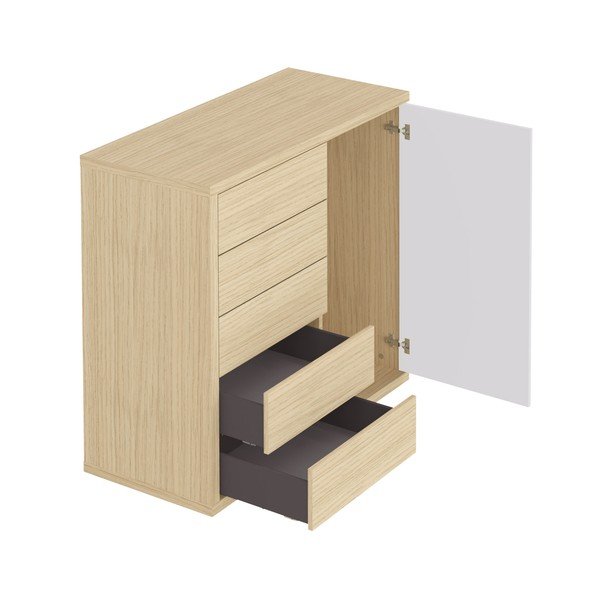 Bela komoda v dekorju hrasta 113x113 cm Hugo - TemaHome-image-3