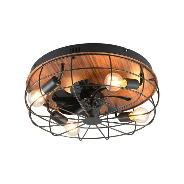 Mat črna/rjava stropna svetilka z daljinskim upravljalnikom/z ventilatorjem Trondheim – Trio-image-4