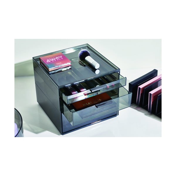 Mat črn kopalniški organizator za kozmetiko iz reciklirane plastike – iDesign-image-1