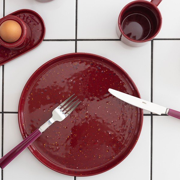 Bordo rdeč porcelanast krožnik ø 25 cm Fika – ONA-image-1
