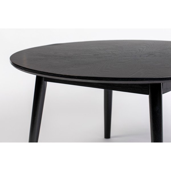 Črna okrogla klubska mizica v hrastovem dekorju ø 80 cm Fabio – White Label-image-4