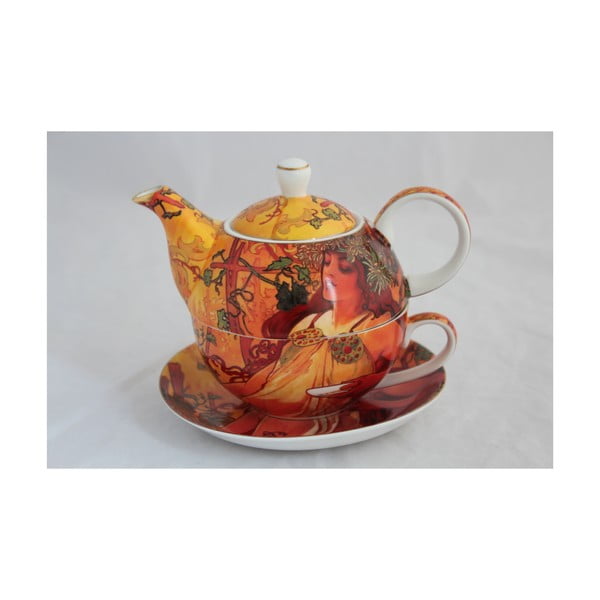 Alfons Mucha - čajnik s skodelico Jesen