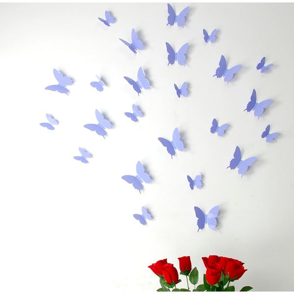 Komplet 12 vijoličnih 3D nalepk Ambiance Butterflies
