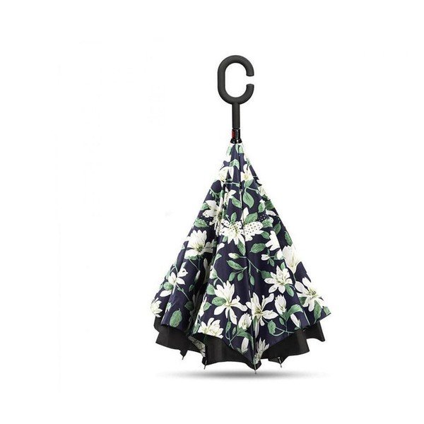 Črno-beli dežnik Magnolija, ⌀ 110 cm-image-1