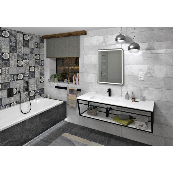 Belo/črno kovinsko stensko stojalo za pod umivalnik 218x40 cm Aruba – Sapho-image-1