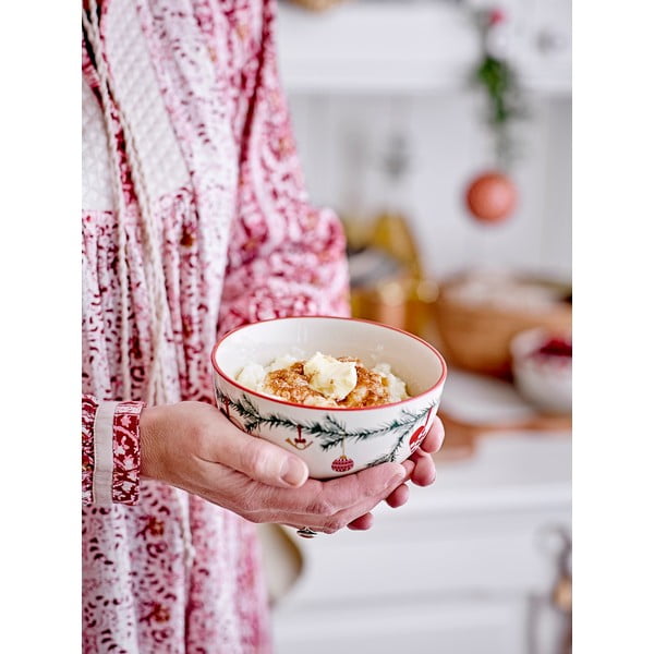 Belo-zelene lončene skledice z božičnim motivom v kompletu 2 ks 500 ml Yule – Bloomingville-image-2