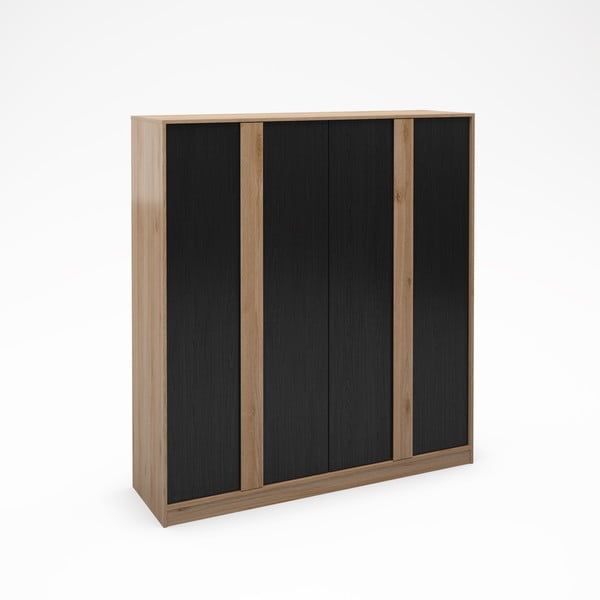 Črna/naravna garderobna omara v hrastovem dekorju 180x197,5x53 cm Dennis – Marckeric-image-4