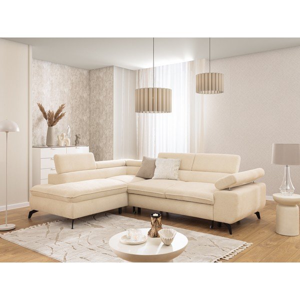 Kremno bela kotna sedežna garnitura iz šenilje (levi kot/v obliki črke L) Marbeya  – Ropez-image-4