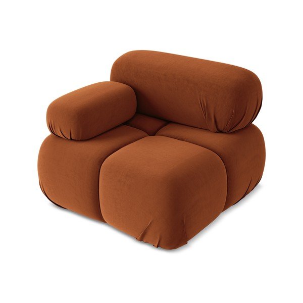 Oranžen žameten modul za sedežno garnituro (levi kot) Lokua – Makamii-image-2