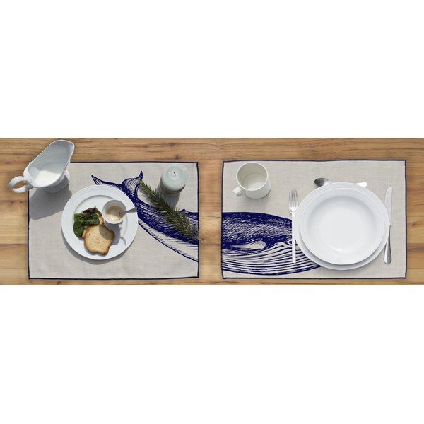 Komplet 2 pogrinjkov Madre Selva Blue Whale, 45 x 30 cm-image-1