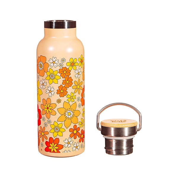 Oranžna steklenička iz nerjavečega jekla za dojenčke 500 ml 70s Floral - Sass & Belle-image-2