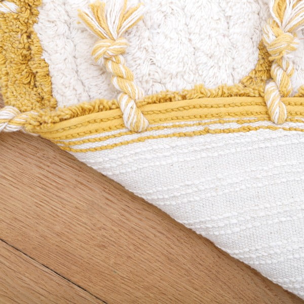 Belo-rumena bombažna ročno izdelana preproga Nattiot Come, ø 120 cm-image-4