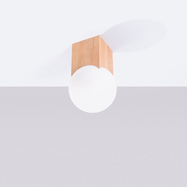 Stropna svetilka v naravni barvi s steklenim senčilom 12x12 cm Rayer – Sollux-image-3