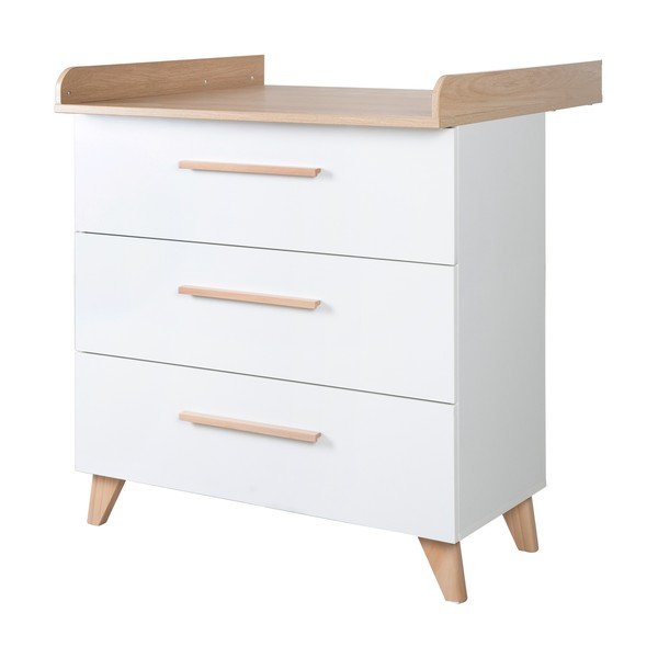 Bela otroška komoda v hrastovem dekorju s previjalnim pultom 88,5x99x76 cm Léon – Roba