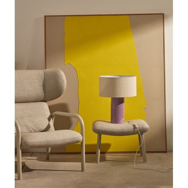 Vijolična/bež namizna svetilka s tekstilnim senčilom (višina 52 cm) Toneric – Kave Home-image-1