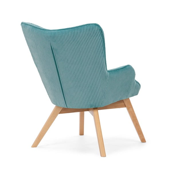 Turkizen fotelj iz rebrastega žameta Niko – Ropez-image-3