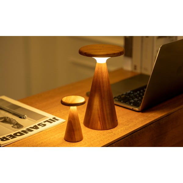 LED namizna svetilka v temni naravni barvi z lesenim senčilom (višina 14 cm) Sylva – Gingko-image-3