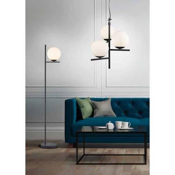 Mat črna viseča svetilka s steklenim senčilom ø 40 cm Pure – Trio-image-4