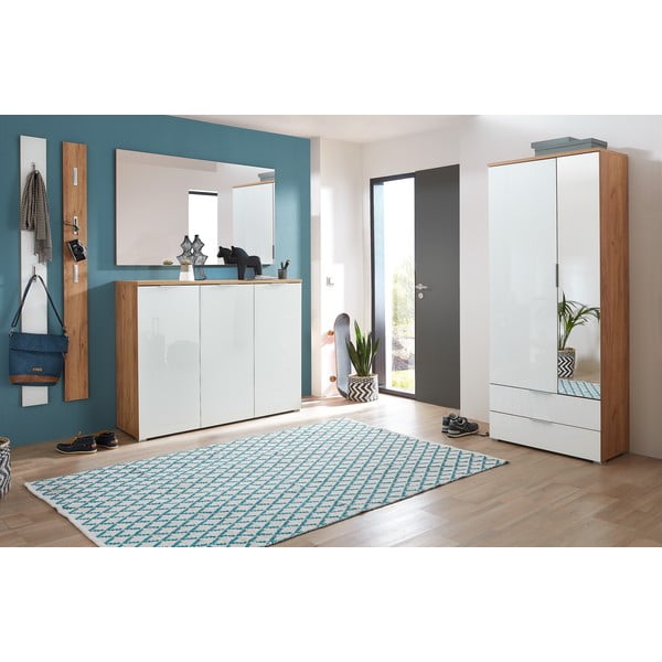 Bela omara v hrastovem dekorju z ogledalom 84x196 cm Telde - Germania-image-4