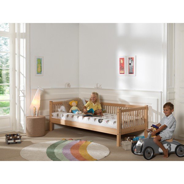 Otroška postelja iz masivne bukve z letvenim dnom 90x200 cm v naravni barvi Forrest – Vipack-image-4