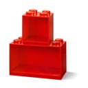 Komplet 2 otroških rdečih stenskih polic iz kock LEGO®