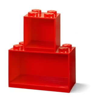Komplet 2 otroških rdečih stenskih polic iz kock LEGO®