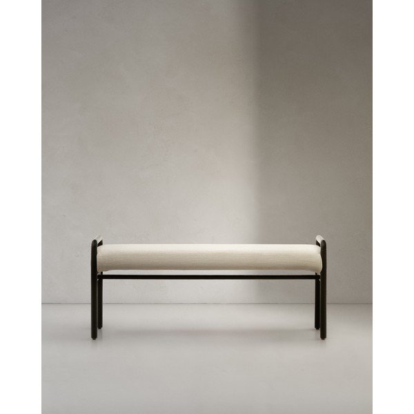 Črna/kremno bela klop iz šenilje Macaret – Kave Home-image-4