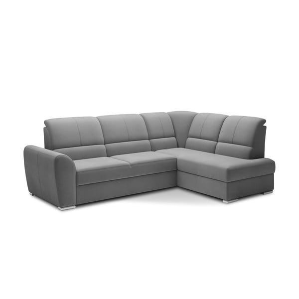 Siva žametna raztegljiva/s prostorom za shranjevanje kotna sedežna garnitura (desni kot/v obliki črke L) Siber – ELTAP-image-2