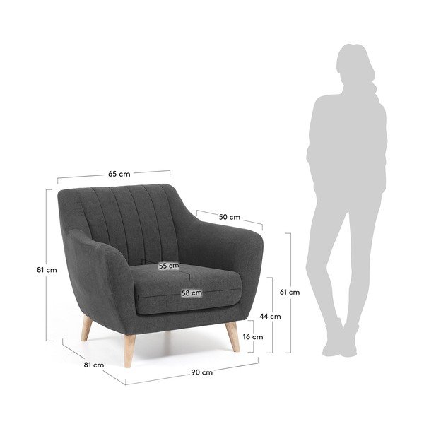 Temno siv fotelj Kave Home Off-image-4
