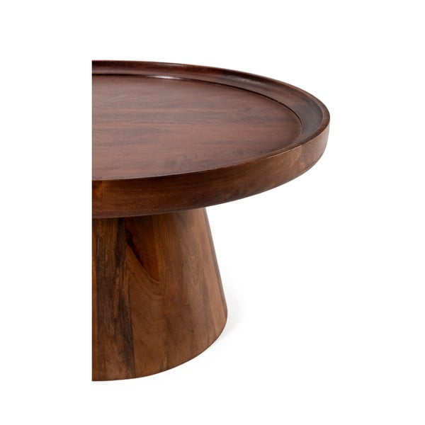 Temno rjava okrogla klubska mizica iz masivnega manga ø 80 cm Rose – MOME-image-3