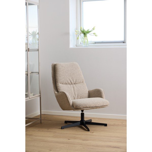 Bež vrtljiv fotelj iz tkanine bouclé Bosley – Actona-image-1