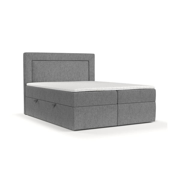 Siva boxspring postelja s prostorom za shranjevanje 200x200 cm Imagine – Maison de Rêve