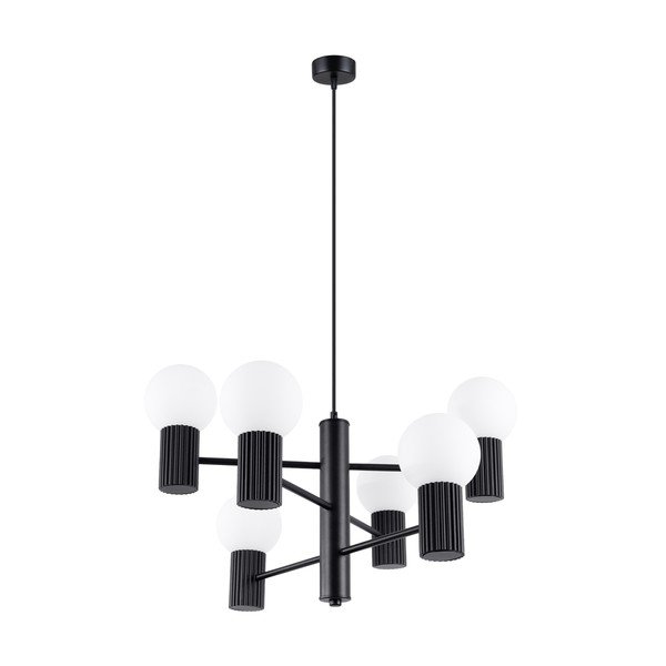 Črna viseča svetilka s steklenim senčilom Orbital – Sollux